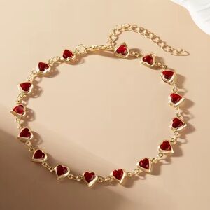 Anklet Heart crystal colorful. Red Heart Anklet.